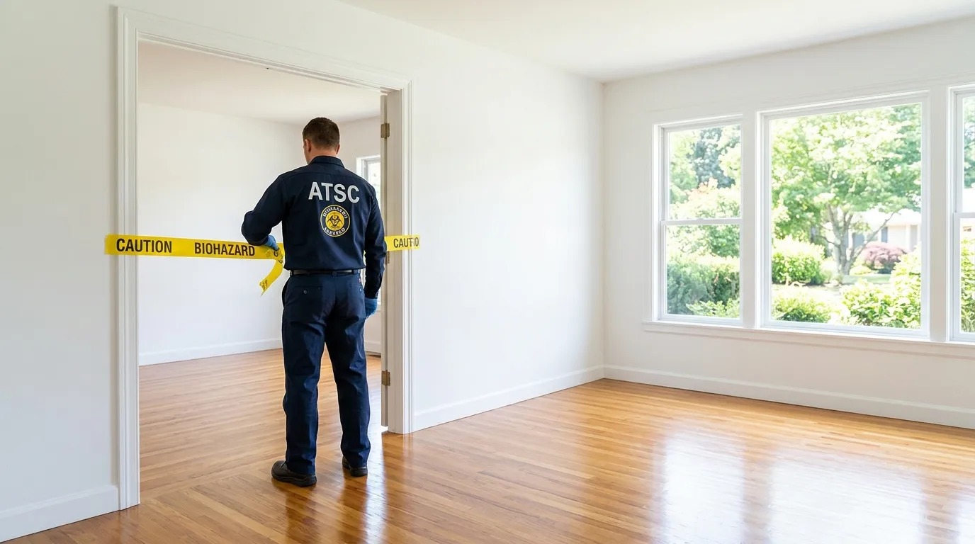 Certified biohazard cleanup crew performing Decomposition Cleanup in Hampden